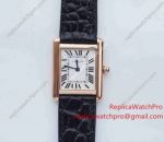 Cartier Tank Solo Replica Watch Rose Gold Case Black leather Strap for Ladies Gift